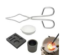 Kit de fusión de oro - Moldes de fundición resistentes al calor, juego de fundición de metal de 4 piezas, recipiente de lingote de grafito reutilizable, herramienta de formación de joyas