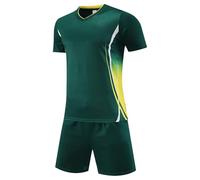 Kit de fútbol para niños, conjunto de pantalones cortos y camiseta de fútbol para niños de 5 a 13 años, Verde 01, 9-10 Years