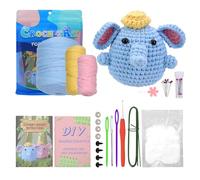 Kit de ganchillo para principiantes, accesorios hechos a mano de ganchillo de elefante - Suministros de hechos a mano - para adultos, cumpleaños, vacaciones, mujeres, manualidades, adolescentes