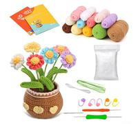 Kit de ganchillo para principiantes con tutoriales paso a paso para flores de ganchillo, manualidades, juego de iniciación de punto para adultos y niños (cromosomas de colores)
