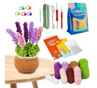 Kit de ganchillo para principiantes, juego de iniciación a crochet - Kit de ganchillo para principiantes | Kit de punto con plantas en maceta para tejer flores para adultos