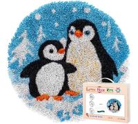 Kit de Gancho de Pestillo para Adultos,Dibujos animados de una linda madre pingüino y su bebé pingüino,Kit de Alfombra de Gancho de Pestillo,Fabricación de Alfombras Latch Hook Rug,50x50cm