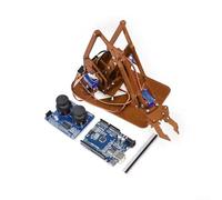 Kit de garra de brazo robot, para SG90 4 DOF Manipulador mecánico acrílico para Arduino STEAM Proyecto de aprendizaje DIY Programación robótica Pinza robótica (marrón-Pro)