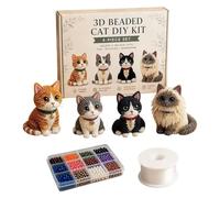 Kit de gato 3D genérico Beaded Cat Craft Kit completo Beginner Friendly | Animal Beadwork Crafting Set for Adults Teens Shelf Desk Office Classroom Holiday Party Art Class