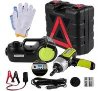 Kit de Gato eléctrico para Coche de 12 V y 5 toneladas con Llave de Impacto, luz LED y Elevador hidráulico portátil para neumáticos de 5,3 a 14,2 Pulgadas.