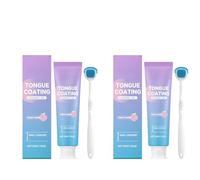 Kit de Gel Limpiador de Lengua con Cepillo, Sabor Menta Suave, Set de Cuidado Oral Diario para una Sensación Limpia y Fresca, Fácil de Usar para Adultos (2)