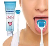 Kit de gel limpiador de lengua, juego de limpieza natural eficaz, gel de limpieza natural con cepillo de lenguas para reducir el mal aliento, tratamientos orales, eliminador de olores, limpiador de