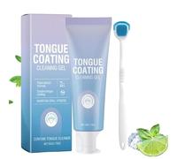 Kit De Gel Limpiador Lingual Con Cepillo,FóRmula Con Menta Fresca,Para Eliminar El Mal Aliento Y Mantener La Salud Bucal (1 pieza-A, Sabor a menta-001)