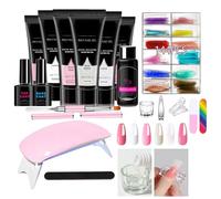 Kit De Gel Para Extensiones De Uñas,Herramienta De Manicura Textura Con Lámpara UV,Gel Acabado Para Alargar Uñas | Uso En Viajes Trabajo Hogar Actividades Exteriores Y Regalos