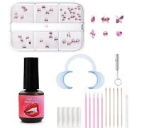 Kit de Gemas Dentales, 45 Brillantes para Dientes Color Rosa, Joyas Dentales DIY con Herramientas de Aplicación, Decoración Dental Estética ideal para Halloween, Navidad, Carnaval y fiestas temáticas