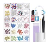 Kit de gemas dentales: juego de diamantes de imitación para dientes, herramientas de mejora cosmética, aplicador de pegamento adhesivo | Cristales de colores en forma de corazón y fondo