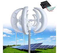 Kit de generador de turbina eólica de 12000 W, 12 V/24 V/48 V, generador de imán permanente de CA de 5 aspas de eje vertical con controlador para el hogar, terraza, chalet, caravana, color negro