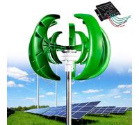 Kit de generador de turbina eólica de 12000 W, 12 V/24 V/48 V, imán permanente vertical de 5 cuchillas CA con controlador, ideal para el hogar, terraza, chalet, autocaravana, color negro