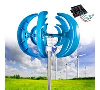 Kit de generador de turbina eólica vertical de 12000 W, sistema de alimentación doméstica de 5 aspas de 12 V/24 V/48 V con controlador MPPT, imán permanente eficiente para uso doméstico y de fábrica