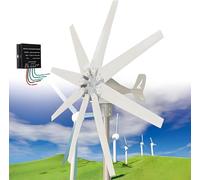 Kit de generador de viento de 10000 W, 12 V/24 V/48 V, sistema de turbina eólica de 8 aspas con controlador de carga para el hogar Marine OffGrid So& Wind Hybrid Energy Solutions