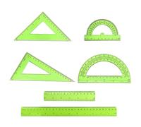 Kit de Geometría Completo 6 Piezas - Juego de Reglas de Plástico para Matemáticas y Dibujo Técnico con Transportador, Escuadras y Regla - Ideal para Estudiantes de Primaria y Secundaria