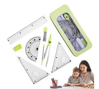 Kit de Geometría - Juego de Dibujo de Compás-y-Reglas para Estudiantes | Incluye Regla, Transportador, Escuadras y Compás, Ideal para Escuela y Oficina