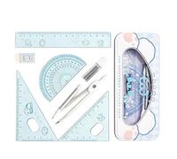 Kit de geometría matemática, brújula, transportador, borrador, regla | Juego de transportador y brújula para escuela, escuela secundaria, matemáticas, dibujo, arte, aula, prueba, estudiantes