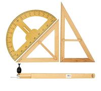 Kit de geometría matemática, juego de geometría de madera maciza para profesores, regla triangular, transportador, pizarra, brújula multiusos, juego de regla triangular de 50 cm, juego de brújula