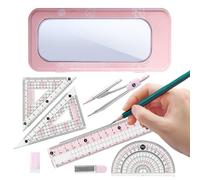 Kit de geometría, transportador escolar y brújula, juego de matemáticas, accesorios de estudio para estudiantes, adolescentes, niños, aula, universidad, escuela, ingeniería, arquitectura, arte