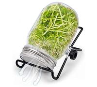 Kit de germinador de Semillas Frascos de germinación con Tapas de colador de Acero Inoxidable, Soportes, Conjunto de germinador para Cultivar microgreens Brotes Alfalfa Brócoli Ensalada de Frijoles