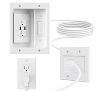 Kit de gestión de cables de pared con placa de pared de cepillo, salidas de CA y puertos USB, cable de 9 pies, enchufes de pared empotrados para gestión de cables de TV, cables HDMI y