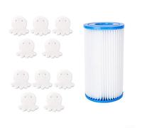 Kit de gestión de residuos de piscina que contiene 10 esponjas absorbentes y 1 cartucho de filtro reutilizable tipo A/C para sistemas de piscina sobre el suelo (B)