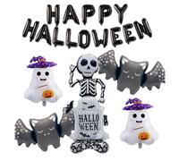 Kit de globos de Halloween de 19 piezas con fantasma, esqueleto, murciélago y pancarta de "Happy Halloween" para decoración de fiesta espeluznante