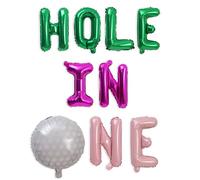 Kit de globos de letras de golf Hole In One para fiesta de primer cumpleaños, decoración de fiesta de cumpleaños, club de campo, fiesta de cumpleaños (agujero rosa en uno)