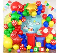 Kit de globos rojos, azules, verdes y amarillos, 100 globos de juego, rojo, azul, verde, amarillo, globos de estrella para juegos temáticos, cumpleaños, fiestas de cumpleaños, suministros de baby