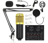 Kit de grabación de micrófono, 44,9/27,9/7,2 pulgadas, transmisión de sonido, soporte de micrófono, reducción de ruido real para podcasts y (Gold)