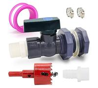 Kit de Grifo de Salida para Barril de Lluvia, Agua de lluvia Barril Grifo, Grifo de Jardín Universal con Conector Pasamuros, Adaptador de Manguera (25 mm+16 mm), Sierra de Perforación, Cinta Selladora
