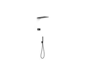 Kit de grifo termostático electrónico de dos vías para ducha e hidromasaje con acabado negro mate Shower Tres