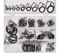 Kit de guía de caña de pescar de doble pierna, 85 guías de acero al carbono con inserciones de SiC, varios tamaños de 7 a 33 mm para reparación de edificios de caña de mar, juego de accesorios de
