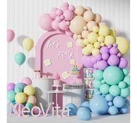 Kit de guirnalda de arco de globos arcoíris pastel, 146 piezas, 4 tamaños de 18/12/10/5 pulgadas, globos pastel de color macarrón para fiesta de cumpleaños, baby shower, boda, decoración de fiesta de