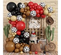 Kit de guirnalda de arco de globos occidentales, 173 piezas de arco de globos marrón, rojo y negro, kit de arco de globos para el salvaje oeste, mi primer rodeo, baby shower, cumpleaños, granja