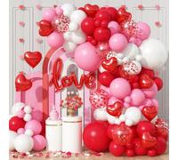 Kit de guirnalda de arco de globos para el día de San Valentín, globo rojo, rosa y blanco con globo de amor de aluminio para fiesta de San Valentín, aniversario, boda, suministros de compromiso