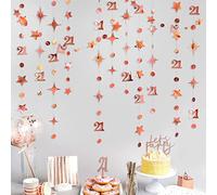Kit de Guirnalda de Estrellas centelleantes de Color Oro Rosa con número 21 y Lunares Circulares metálicos, decoración de Fondo para niñas, 21 cumpleaños, Finalmente Legal, veintiún Aniversario,