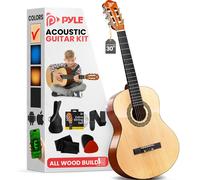 Kit de guitarra ac stica Pyle para principiantes, tama o 1/4, instrumento de madera para ni os y adultos, 30"" de fresno natural