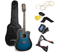 Kit de guitarra acústica premium Martin Smith con sintonizador de guitarra, bolso de guitarra, soporte de guitarra, cuerdas de guitarra, plectrums & titular - azul