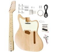 Kit de guitarra eléctrica, cuerpo de caoba y mástil de arce, diapasón de arce, kit de guitarra sin cortar, para armar tú mismo, guitarras eléctricas sin terminar