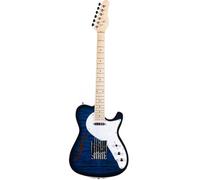 Kit De Guitarra Electrica Cuerpo Semi Hueco Un Solo Agujero En F Impreso Tamaño Completo Madera De Tilo Con Mástil De Arce Herrajes Cromados Disponible En Varios Colores(Blue)