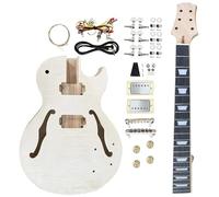 Kit de guitarra eléctrica de corte único con cuerpo y cuello de caoba, diapasón de palisandro LP Hollow Kit para principiantes, todos los componentes incluidos, construye tu propia guitarra