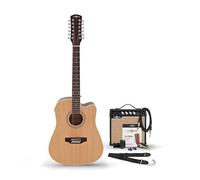 Kit de guitarra electroacústica de 12 cuerdas de Gear4music con afinador Funda de transporte