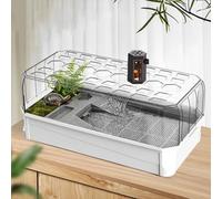 Kit de hábitat de tortuga, terrario de plástico para reptiles con sistema de filtro de ducha, juego de cubierta de acuario para cría y exhibición, extragrande