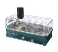 Kit de hábitat de tortuga, terrario de plástico para reptiles con sistema de filtro de ducha, juego de cubierta de acuario para cría y exhibición, extragrande
