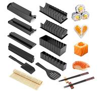 Kit de hacer sushi, todo en un juego de 16 piezas de plástico para preparar sushi con 8 formas diferentes de moldes de rollos de arroz