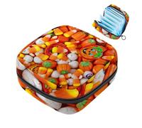 Kit de Halloween Candy First Period para niñas, bolsa menstrual de tampón, soporte para almohadilla de lactancia con cremallera, organizador de servilletas sanitarias