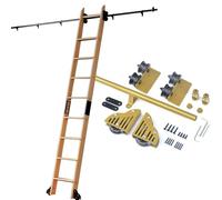 Kit de hardware de escalera rueda de biblioteca dorada (sin escalera) - Acero al carbonio resistente 3.3-24ft riel tubo redondo para casa almacén oficina armario ático(200cm Kit de pista)