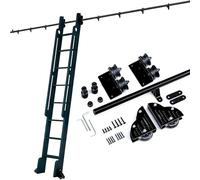 Kit de hardware de escalera rueda de biblioteca negra (sin escalera) - Acero al carbonio resistente 3.3-24ft riel tubo redondo para loft casa oficina armario ático(244cm Kit de pista)